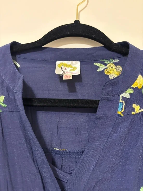 Fig and flower by Anthropologie Navy Maxi Dress with Floral Embroidery Size M - Picture 8 of 16